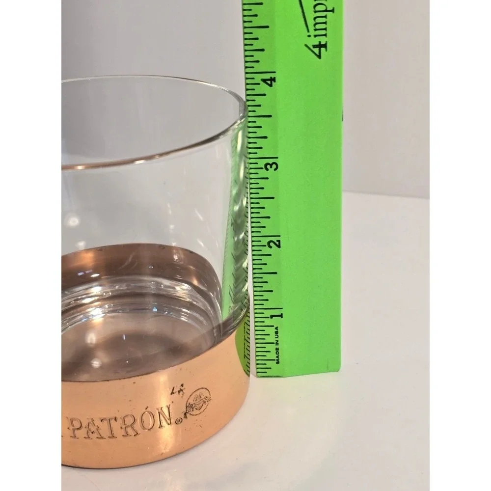 Roca Patron Whiskey Cocktail Glass Set of 2 Copper Bottom Heavy Quality NEW‎